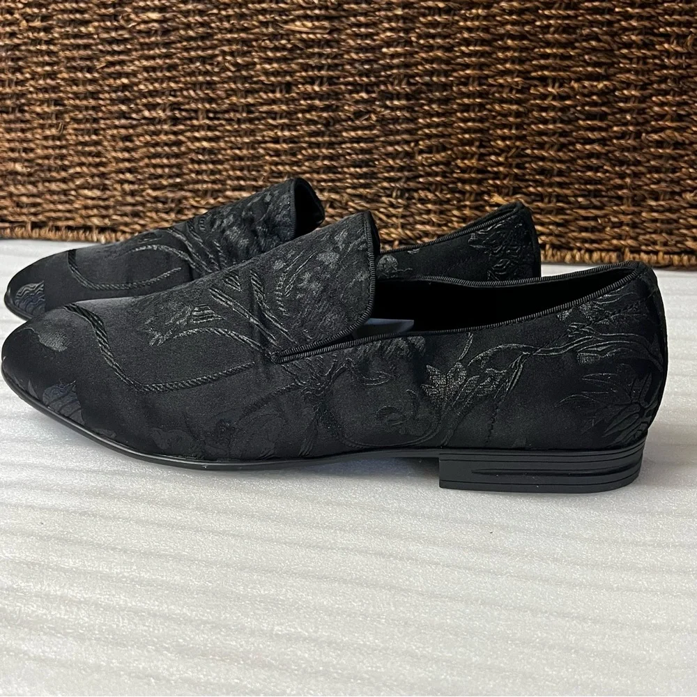 Aldo Men’s Goolsby Brocade Floral Black Textile Loafers Size 11 Dress Shoes